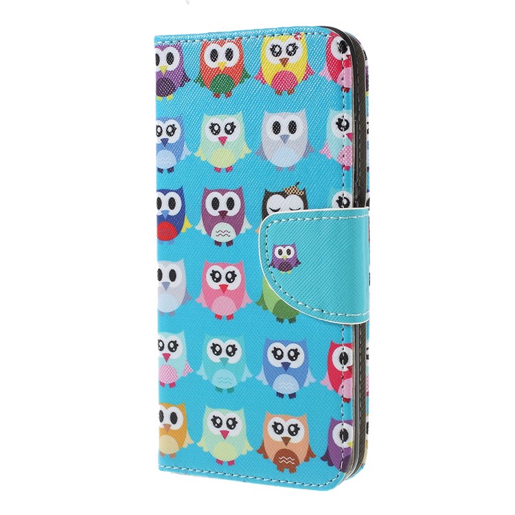 Patterned Cross Texture Wallet Stand PU Leather Mobile Phone Casing for Xiaomi Redmi Note 6 Pro- Multiple Owls-2