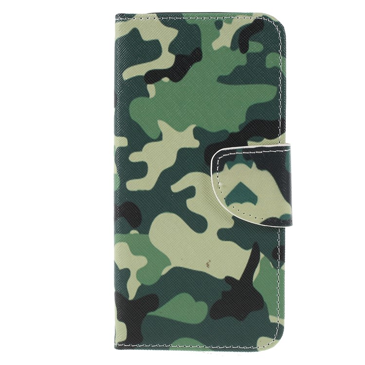 Patterned Cross Texture Wallet Stand PU Leather Phone Shell for Xiaomi Redmi Note 6 Pro- Camouflage-1