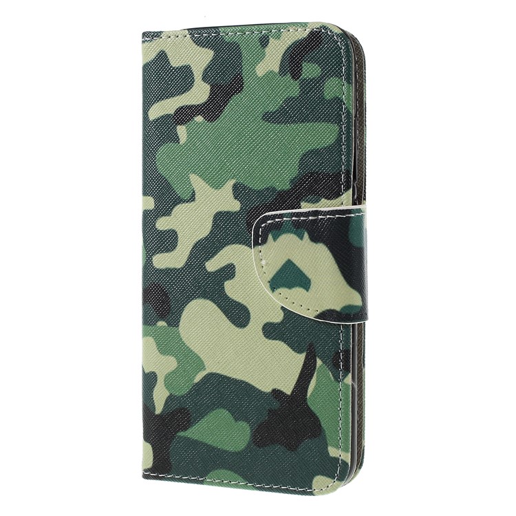 Patterned Cross Texture Wallet Stand PU Leather Phone Shell for Xiaomi Redmi Note 6 Pro- Camouflage-2