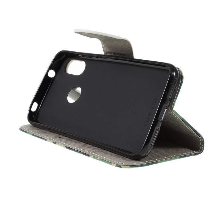 Patterned Cross Texture Wallet Stand PU Leather Phone Shell for Xiaomi Redmi Note 6 Pro- Camouflage-4