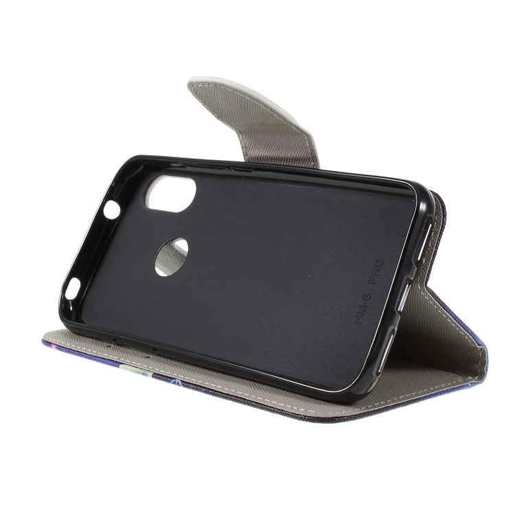 Gemusterte Kreuz Textur Brieftasche Stehen PU Leder Schutzhülle Für Xiaomi Redmi Note 6 - Schmetterlinge Muster-4