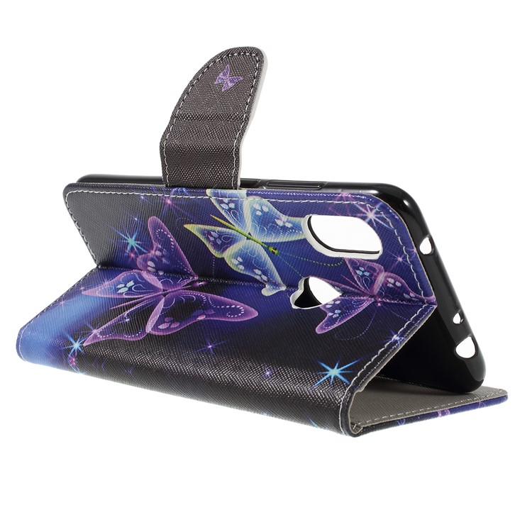 Gemusterte Kreuz Textur Brieftasche Stehen PU Leder Schutzhülle Für Xiaomi Redmi Note 6 - Schmetterlinge Muster-5