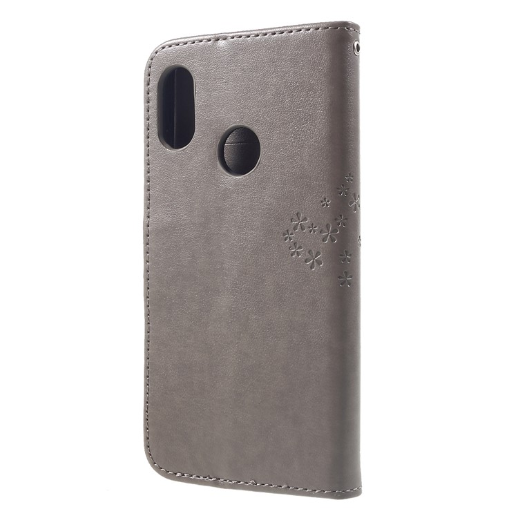 Imprint Tree Owl Leather Shell with Wallet Stand for Xiaomi Mi A2 Lite / Redmi 6 Pro - Grey-2