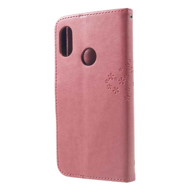 Imprint Tree Owl Leather Wallet Cellphone Case for Xiaomi Mi A2 Lite / Redmi 6 Pro - Pink-2
