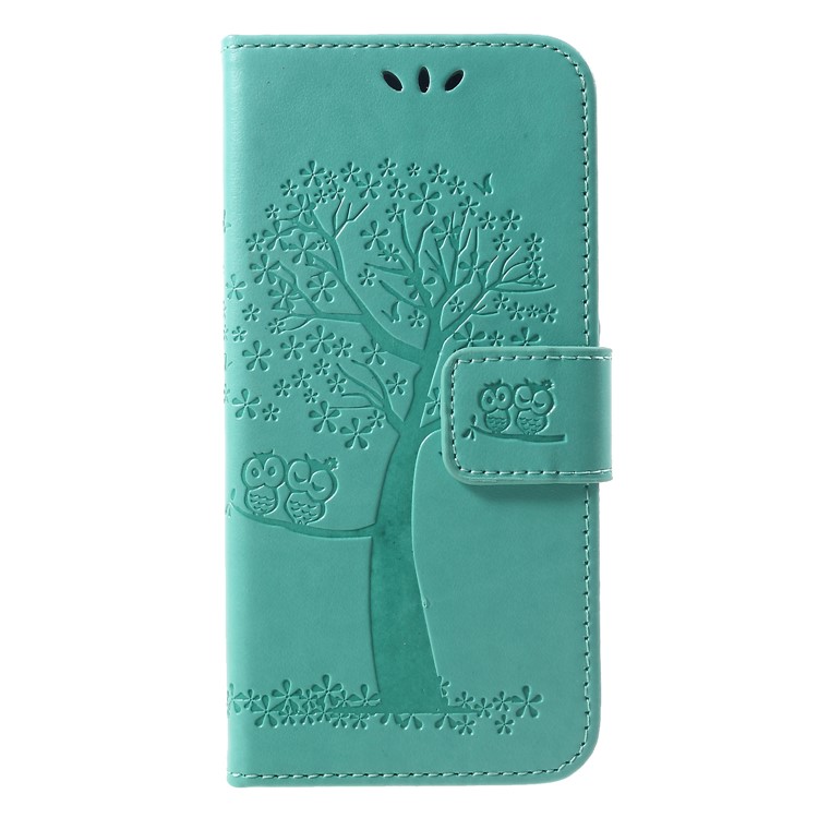 Imprint Tree Owl PU Leather Stand Protective Case for Xiaomi Mi A2 Lite / Redmi 6 Pro - Cyan-1