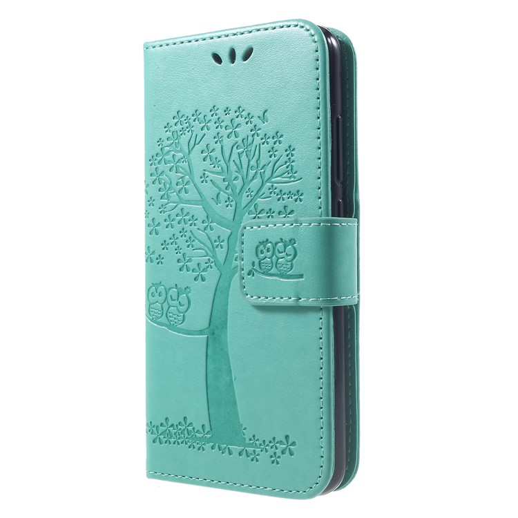 Imprint Tree Owl PU Leather Stand Protective Case for Xiaomi Mi A2 Lite / Redmi 6 Pro - Cyan-3