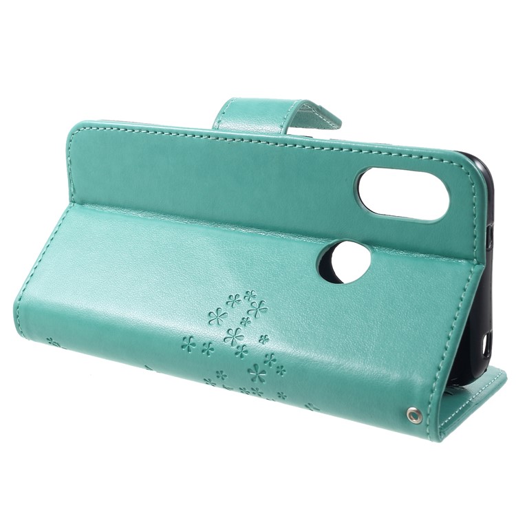 Imprint Tree Owl PU Leather Stand Protective Case for Xiaomi Mi A2 Lite / Redmi 6 Pro - Cyan-4