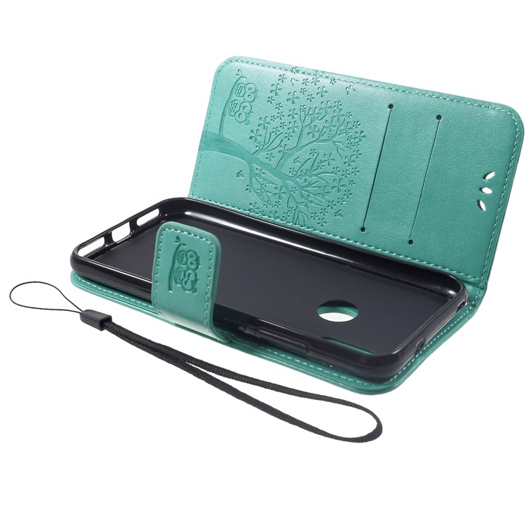 Imprint Tree Owl PU Leather Stand Protective Case for Xiaomi Mi A2 Lite / Redmi 6 Pro - Cyan-5