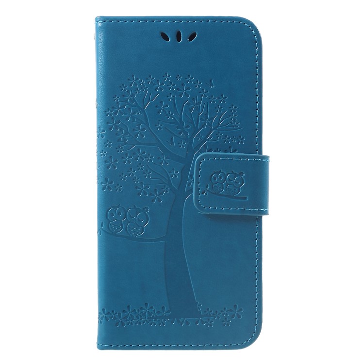 Imprint Tree Owl Leather Magnetic Cover Protector for Xiaomi Mi A2 Lite / Redmi 6 Pro - Blue-1