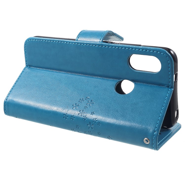 Imprint Tree Owl Leather Magnetic Cover Protector for Xiaomi Mi A2 Lite / Redmi 6 Pro - Blue-4