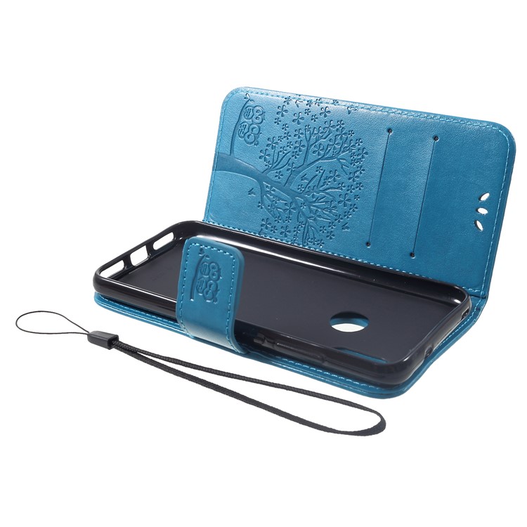 Imprint Tree Owl Leather Magnetic Cover Protector for Xiaomi Mi A2 Lite / Redmi 6 Pro - Blue-5