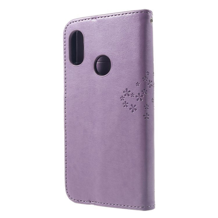 Imprint Tree Owl Leather Protective Case Wallet Shell for Xiaomi Mi A2 Lite / Redmi 6 Pro - Light Purple-2