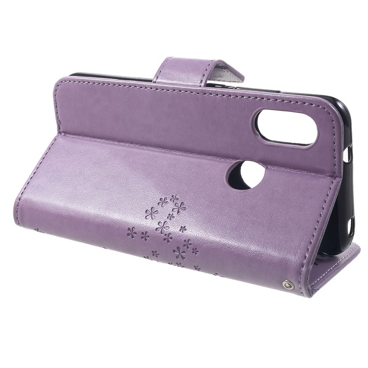 Imprint Tree Owl Leather Protective Case Wallet Shell for Xiaomi Mi A2 Lite / Redmi 6 Pro - Light Purple-4