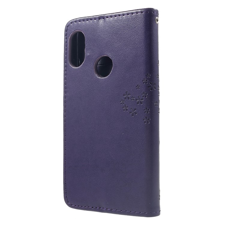 Imprint Tree Owl Wallet PU Leather Cover Case for Xiaomi Mi A2 Lite / Redmi 6 Pro - Dark Purple-2