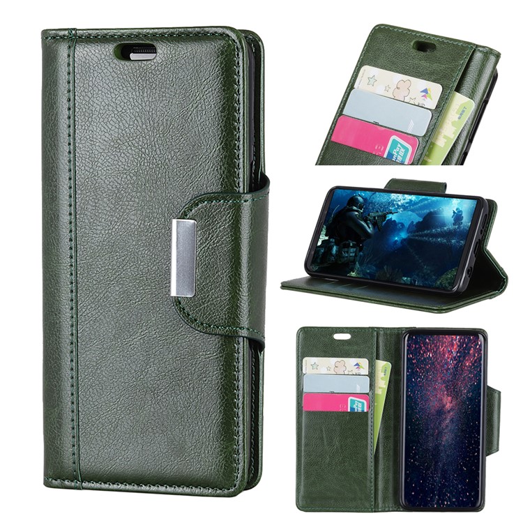 For Xiaomi Mi A2 / Mi 6X Textured PU Leather Wallet Case Accessory with Stand - Green-1