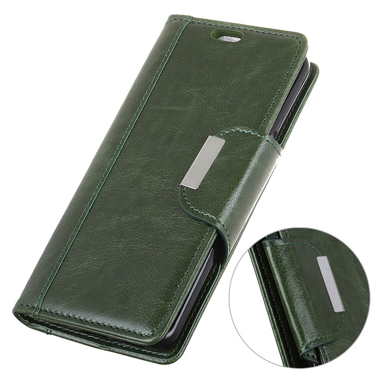 For Xiaomi Mi A2 / Mi 6X Textured PU Leather Wallet Case Accessory with Stand - Green-2