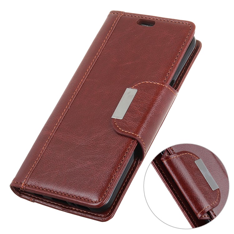 Glossy PU Leather Wallet Mobile Phone Case for Xiaomi Mi A2 Lite / Redmi 6 Pro - Brown-2