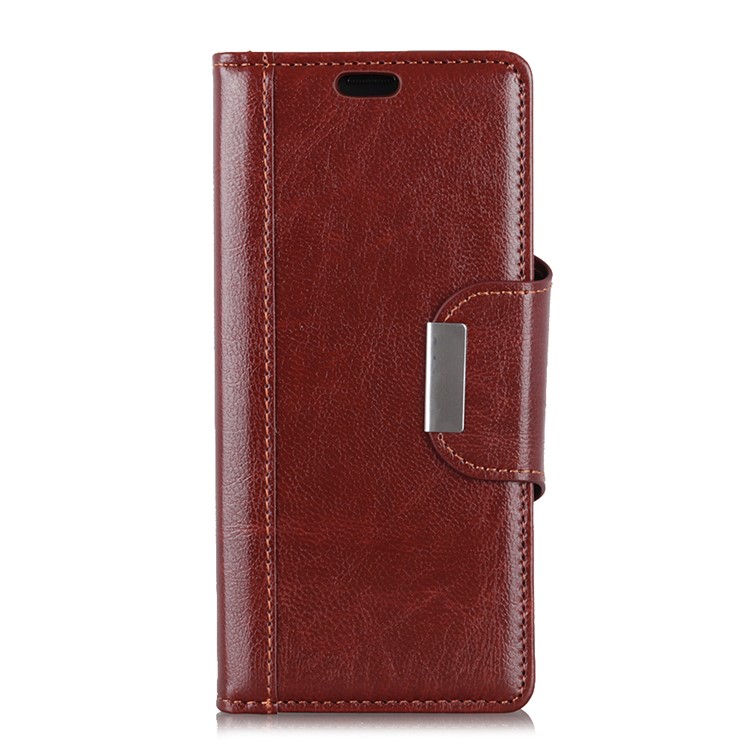 Glossy PU Leather Wallet Mobile Phone Case for Xiaomi Mi A2 Lite / Redmi 6 Pro - Brown-3