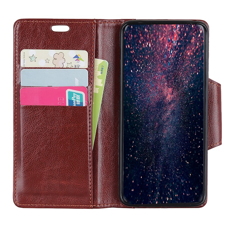 Glossy PU Leather Wallet Mobile Phone Case for Xiaomi Mi A2 Lite / Redmi 6 Pro - Brown-4