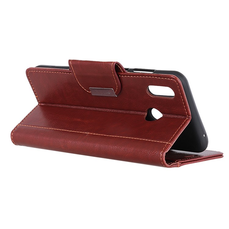 Glossy PU Leather Wallet Mobile Phone Case for Xiaomi Mi A2 Lite / Redmi 6 Pro - Brown-7