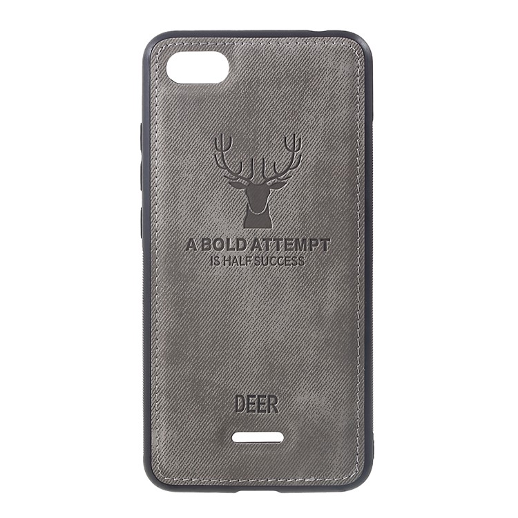 Cloth Texture PU Leather Coated TPU Case for Xiaomi Redmi 6A (Single 12MP Rear Camera) - Grey-1