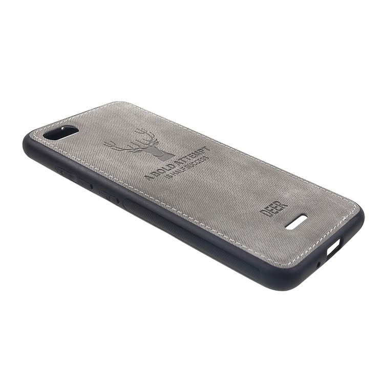 Cloth Texture PU Leather Coated TPU Case for Xiaomi Redmi 6A (Single 12MP Rear Camera) - Grey-2