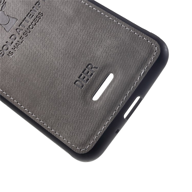 Cloth Texture PU Leather Coated TPU Case for Xiaomi Redmi 6A (Single 12MP Rear Camera) - Grey-3