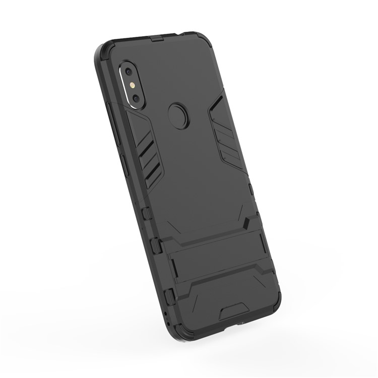 Cool Guard Plastic TPU Hybrid Mobile Phone Case with Kickstand for Xiaomi Redmi Note 6 - Black-4