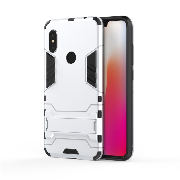 Cool Guard Plastic TPU Hybrid Protection Phone Case with Kickstand for Xiaomi Redmi Note 6 Pro - White-2