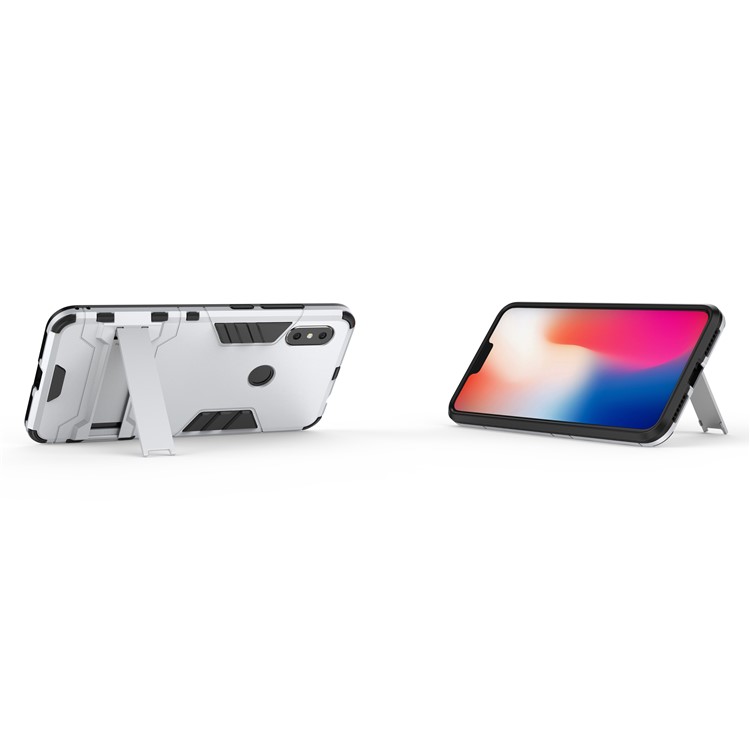 Cool Guard Plastic TPU Hybrid Protection Phone Case with Kickstand for Xiaomi Redmi Note 6 Pro - White-5