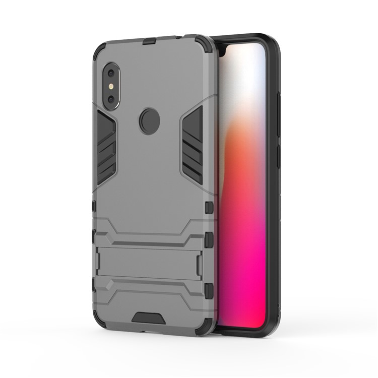 Cool Guard Plastic TPU Hybrid Mobile Phone Casing with Kickstand for Xiaomi Redmi Note 6 Pro - Grey-2
