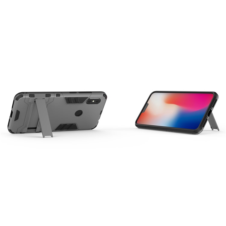 Cool Guard Plastic TPU Hybrid Mobile Phone Casing with Kickstand for Xiaomi Redmi Note 6 Pro - Grey-5