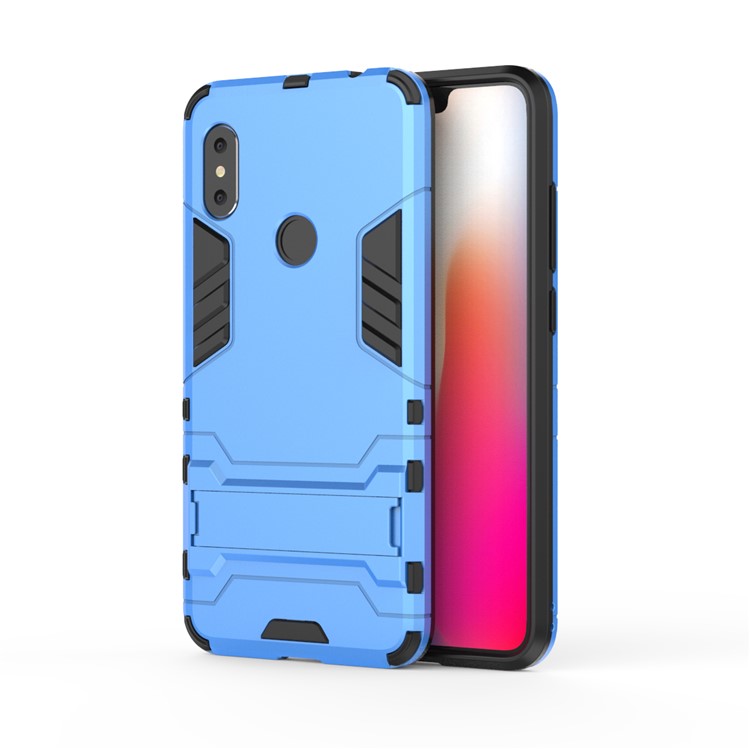 For Xiaomi Redmi Note 6 Pro Cool Guard Plastic TPU Combo Phone Casing with Kickstand - Baby Blue-2