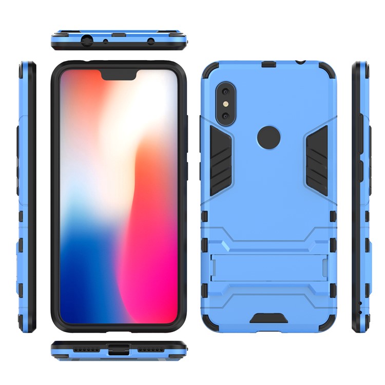 For Xiaomi Redmi Note 6 Pro Cool Guard Plastic TPU Combo Phone Casing with Kickstand - Baby Blue-4
