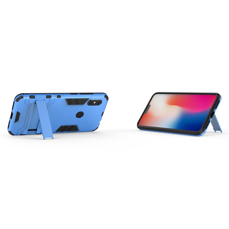 For Xiaomi Redmi Note 6 Pro Cool Guard Plastic TPU Combo Phone Casing with Kickstand - Baby Blue-5