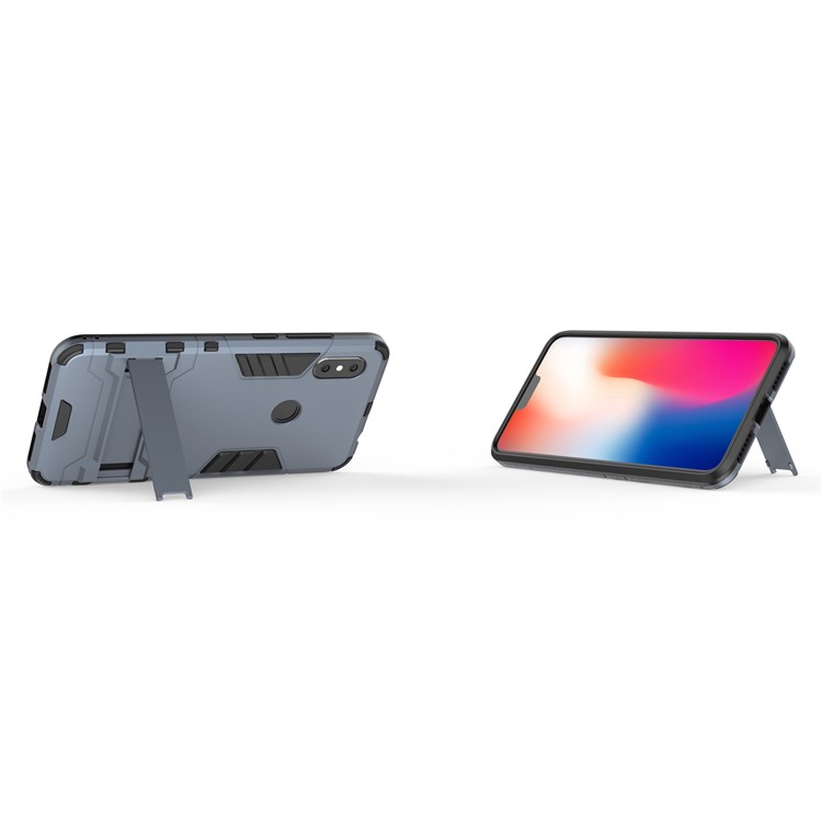 Cool Guard Plastic TPU Hybrid Phone Case with Kickstand for Xiaomi Redmi Note 6 Pro - Dark Blue-5