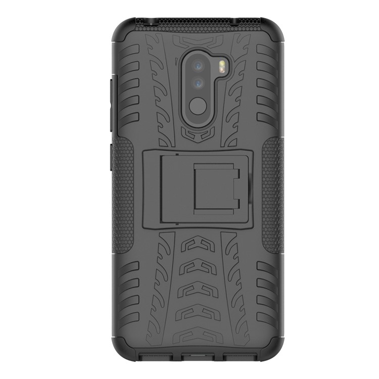 Anti-slip PC + TPU Hybrid Case with Kickstand for Xiaomi Pocophone F1 / Poco F1 in India - Black-3