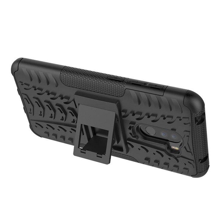 Anti-slip PC + TPU Hybrid Case with Kickstand for Xiaomi Pocophone F1 / Poco F1 in India - Black-6