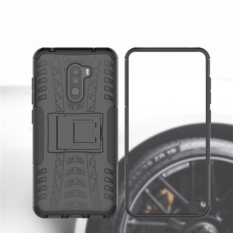 Anti-slip PC + TPU Hybrid Case with Kickstand for Xiaomi Pocophone F1 / Poco F1 in India - Black-9