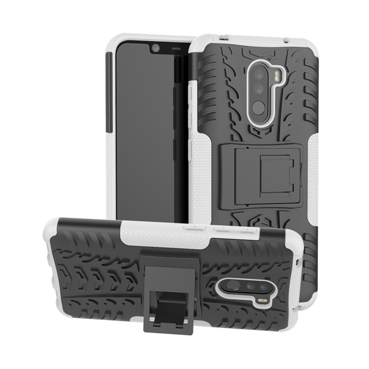 Anti-slip PC + TPU Hybrid Cover with Kickstand for Xiaomi Pocophone F1 / Poco F1 in India - White-1