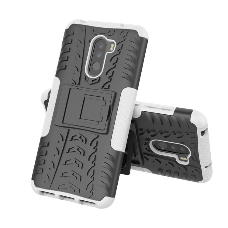 Anti-slip PC + TPU Hybrid Cover with Kickstand for Xiaomi Pocophone F1 / Poco F1 in India - White-2