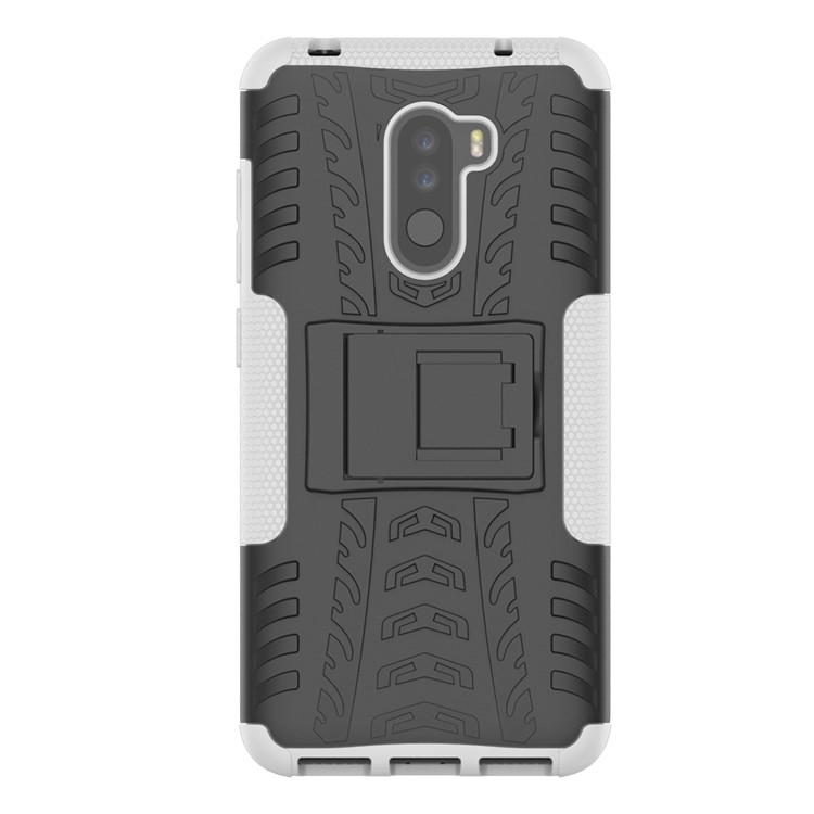 Anti-slip PC + TPU Hybrid Cover with Kickstand for Xiaomi Pocophone F1 / Poco F1 in India - White-3