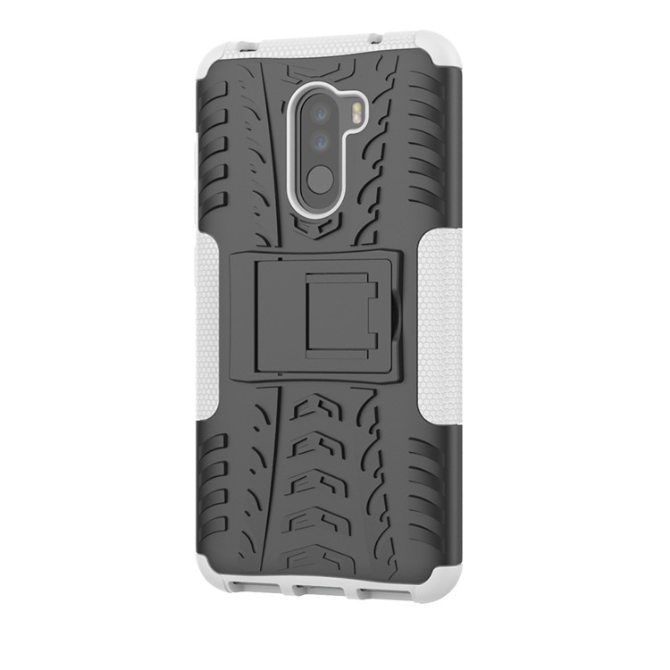 Anti-slip PC + TPU Hybrid Cover with Kickstand for Xiaomi Pocophone F1 / Poco F1 in India - White-5