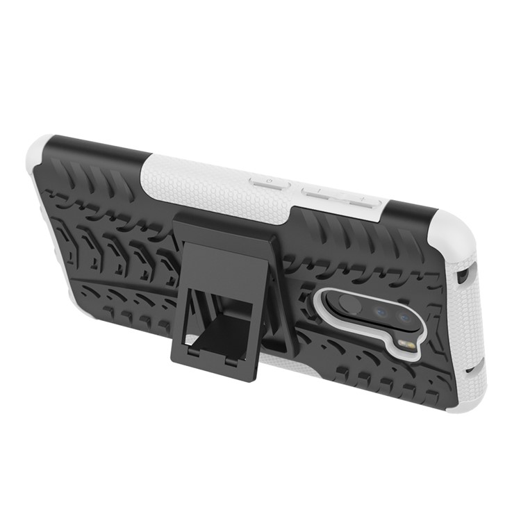 Anti-slip PC + TPU Hybrid Cover with Kickstand for Xiaomi Pocophone F1 / Poco F1 in India - White-6