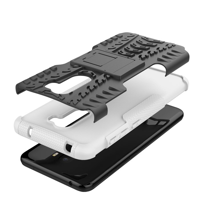 Anti-slip PC + TPU Hybrid Cover with Kickstand for Xiaomi Pocophone F1 / Poco F1 in India - White-8