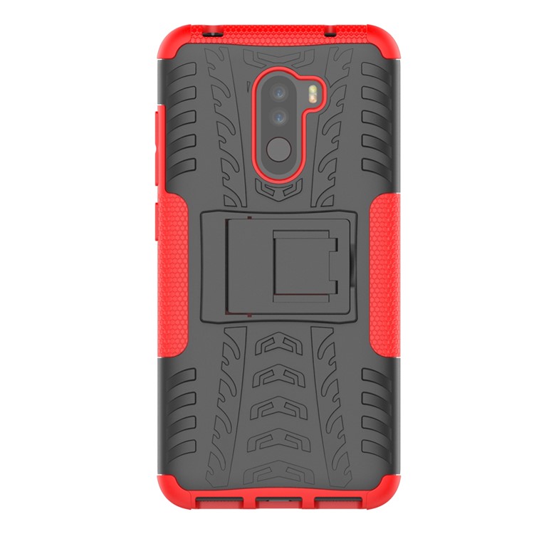 Anti-slip PC + TPU Hybrid Shell with Kickstand for Xiaomi Pocophone F1 / Poco F1 in India - Red-3