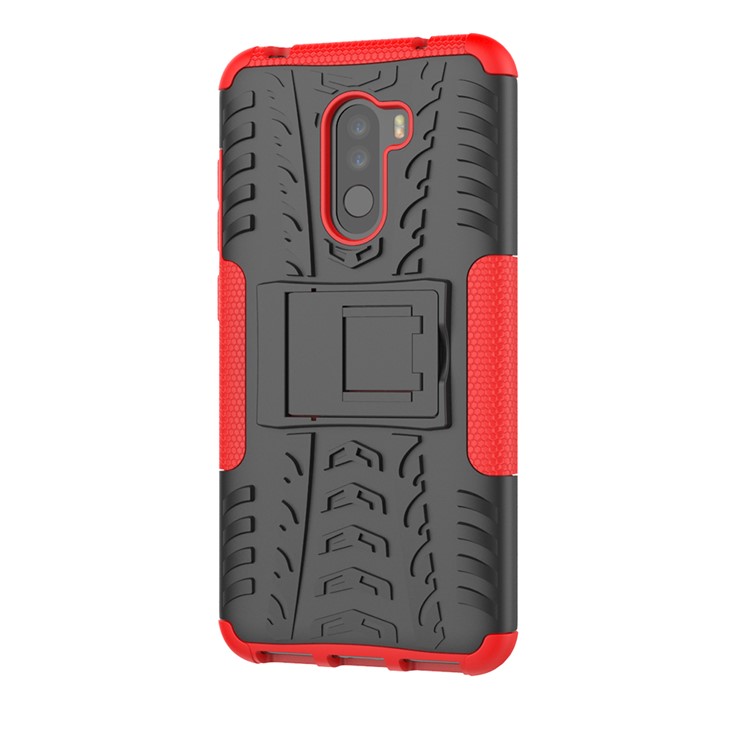 Anti-slip PC + TPU Hybrid Shell with Kickstand for Xiaomi Pocophone F1 / Poco F1 in India - Red-5