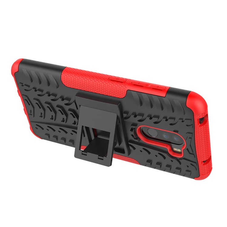 Anti-slip PC + TPU Hybrid Shell with Kickstand for Xiaomi Pocophone F1 / Poco F1 in India - Red-6
