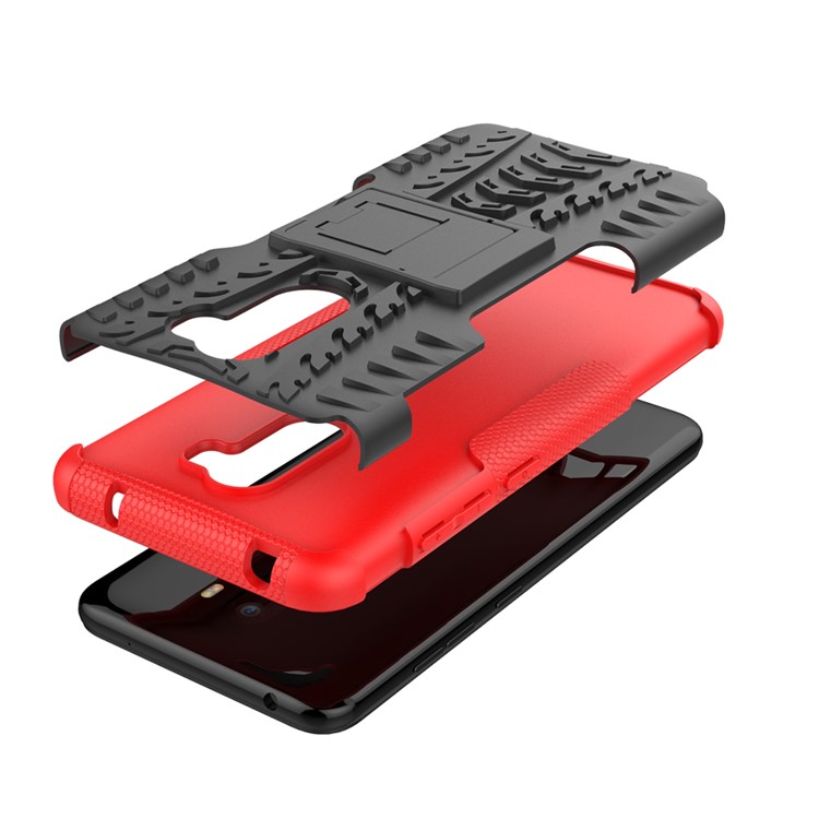 Anti-slip PC + TPU Hybrid Shell with Kickstand for Xiaomi Pocophone F1 / Poco F1 in India - Red-8