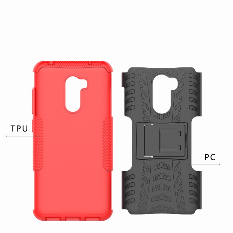 Anti-slip PC + TPU Hybrid Shell with Kickstand for Xiaomi Pocophone F1 / Poco F1 in India - Red-9
